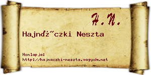 Hajnáczki Neszta névjegykártya